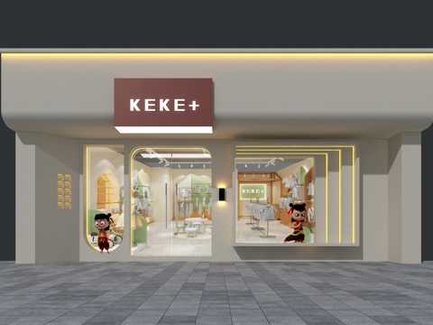  童装店门头3d模型 