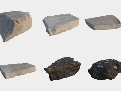  砖头水泥石头地砖建材废料3d模型 