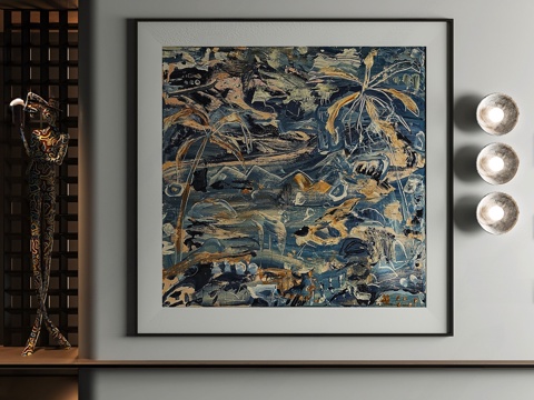  法式挂画 油画 抽象画 肌理画3d模型 