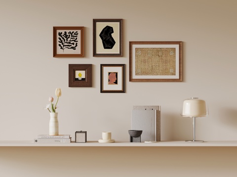  挂画 现代中古风装饰摆件 挂画 装饰画3d模型 