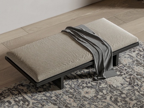 侘寂长凳 床尾凳 沙发长凳 布艺床尾凳su模型