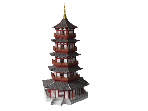  经典古塔 古建 古塔 中式古塔 阁楼 楼宇 旅游景区 公园3d模型 
