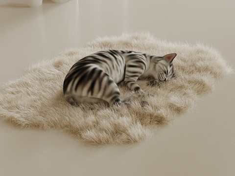  猫 现代动物猫 地毯3d模型 