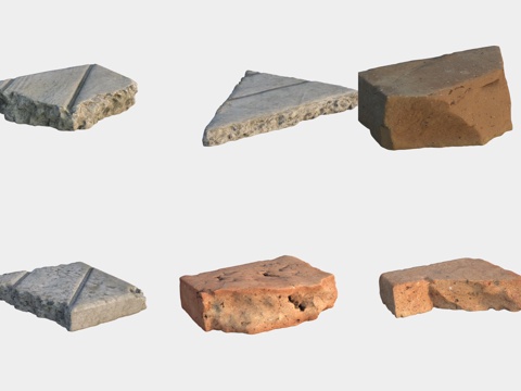  砖头石头地砖建材废料3d模型 
