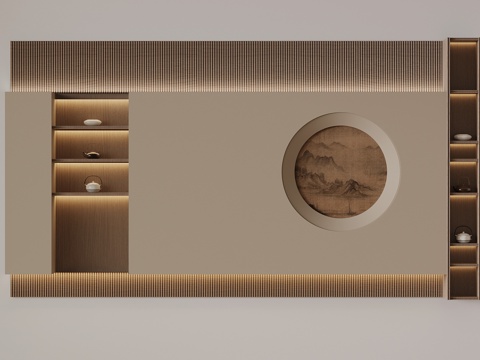  背景墙 新中式背景墙3d模型 