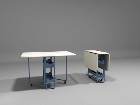 现代塑料铁艺折叠餐桌3d模型 