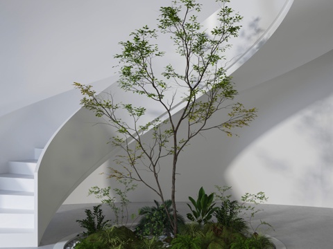  现代植物堆_旋转楼梯3D模型3d模型 