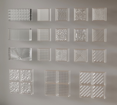  隔断 现代玻璃砖隔断 水晶砖 玻璃砖屏风3d模型 