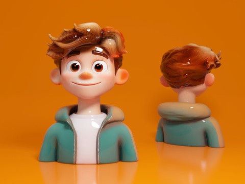  卡通人物 男孩男人IP美陈打卡 动漫形象 手办摆件 陶瓷雕塑3d模型 