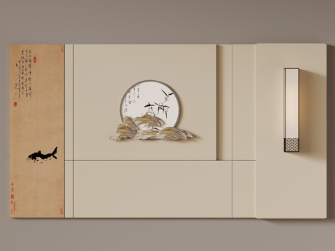  背景墙 新中式背景墙 电视机背景墙3d模型 