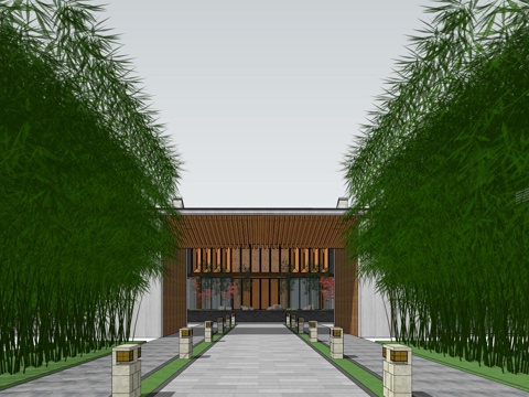  中式会所su模型 