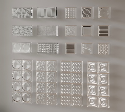  隔断 现代玻璃砖隔断 水晶砖 玻璃砖屏风3d模型 