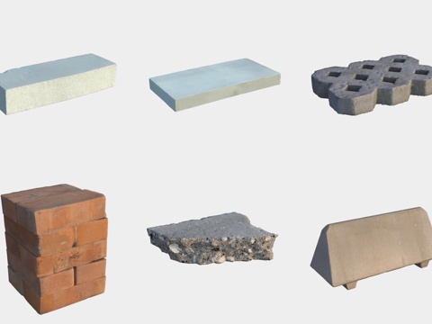  砖头地砖空心砖石头建材3d模型 