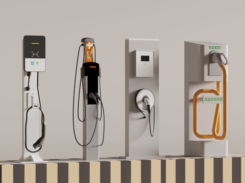  汽车 现代充电桩su模型 
