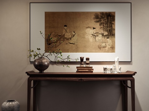  新中式条案端景3d模型 