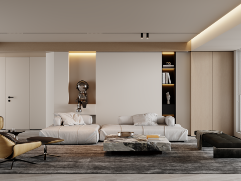  现代沙发组合 茶几 地毯3d模型 