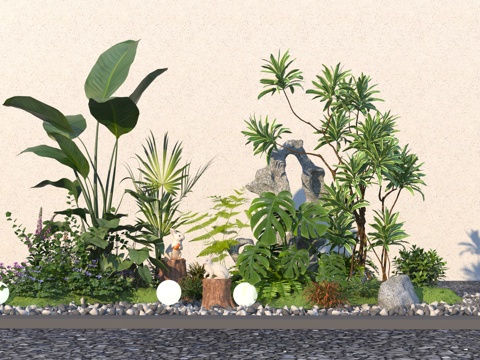  现代室内景观造景3d模型 