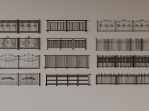  栏杆 现代栏杆组合 艺术栏杆3d模型 