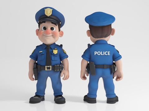 警察 美国人物 卡通男人 玩具玩偶 手办摆件 雕像雕塑 陶瓷3d模型 