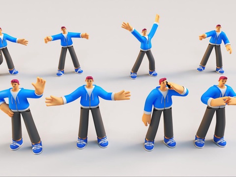  卡通男人3d模型 