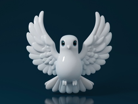  白鸽飞鸟 卡通鸟类 动画 动漫风格 卡通形象 手办摆件 雕塑3d模型 