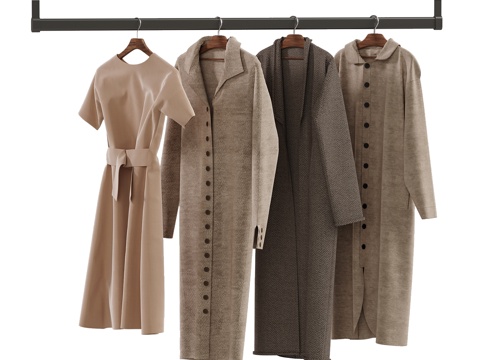  衣服 现代衣服 衣架su模型 