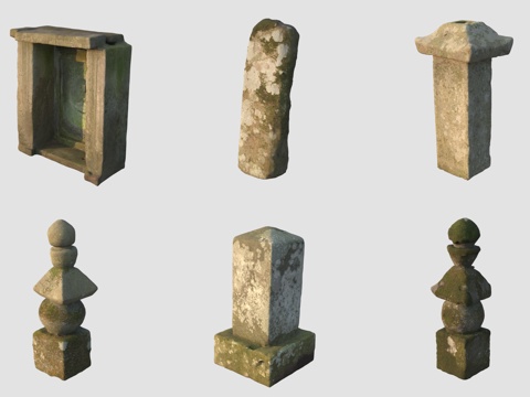  古代石雕柱子石碑3d模型 