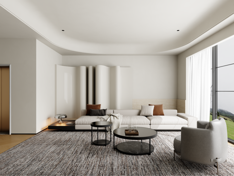  现代沙发组合 茶几 地毯3d模型 
