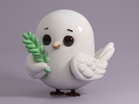  白鸽 鸽子 Q版形象 和平鸽动漫风格 卡通形象 手办摆件 雕3d模型 