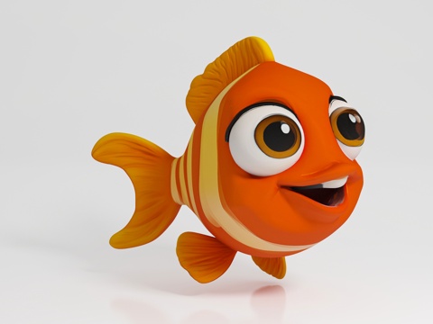  小丑鱼 热带鱼动漫卡通鱼类 Q版海洋生物 卡通风格 科普展示3d模型 