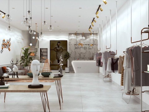  女装店3d模型 