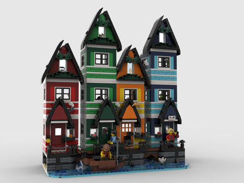  乐高 LEGO 玩具 积木 水城 威尼斯 房子 店铺 建筑3d模型 