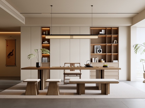  新中式茶室su模型 