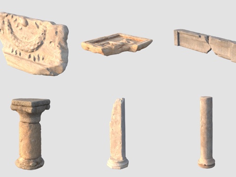  古代罗马石柱石雕3d模型 