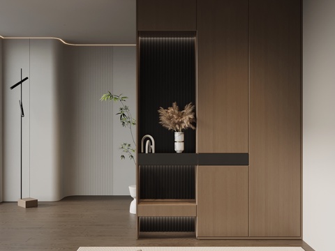  意式极简玄关柜 入户鞋柜 玄关背景3d模型 