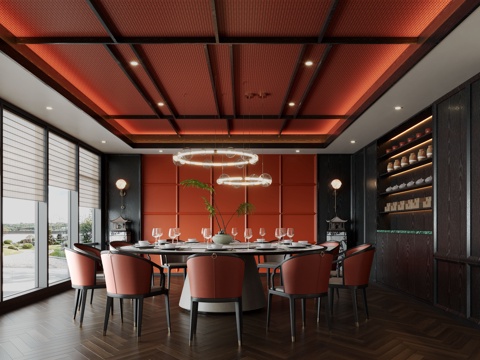  新中式包厢 餐厅包厢 会所包厢 酒店包厢3d模型 