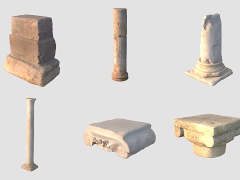  古代罗马石柱石雕3d模型 