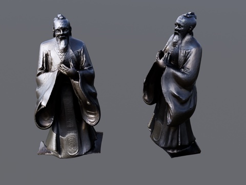  老子雕塑su模型 