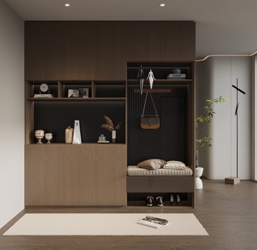  意式极简玄关柜 入户鞋柜 玄关背景3d模型 