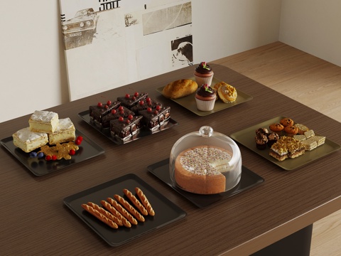  现代酒水食物 糕点 蛋糕 甜品3d模型 