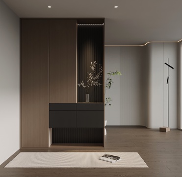 意式极简玄关柜 入户鞋柜 玄关背景3d模型 