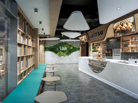  现代咖啡厅 奶茶店 甜品店 咖啡厅桌椅su模型 