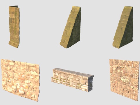  古代石头围墙3d模型 