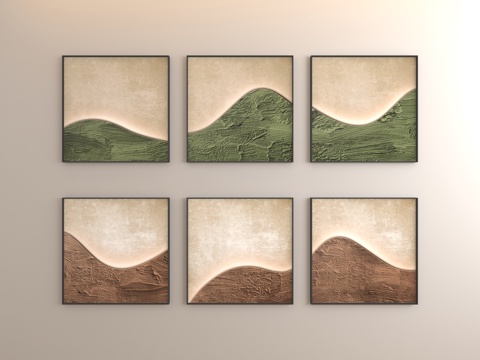  抽象组合画 现代组合画3d模型 