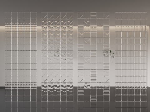  现代玻璃砖隔断3d模型 