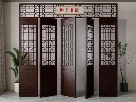  新中式门su模型 