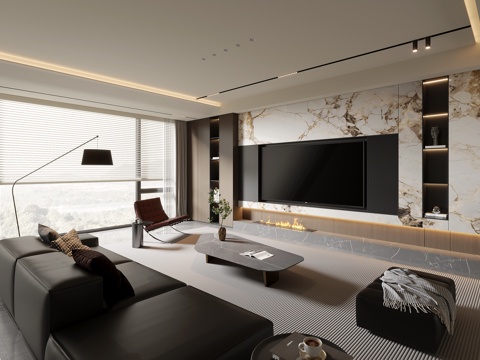  现代意式客厅3d模型 