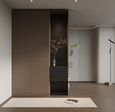  意式极简玄关柜 入户鞋柜 玄关背景3d模型 