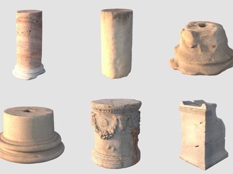  古代罗马柱石柱石雕3d模型 