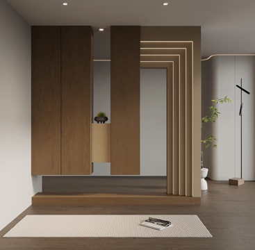  意式极简玄关柜 入户鞋柜 玄关背景3d模型 